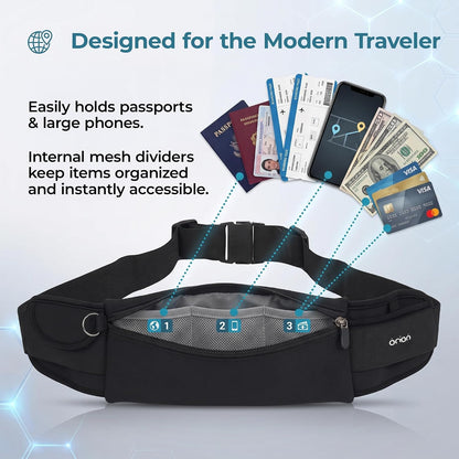 The Belt of Orion Money Belt, Anti-Theft Travel Waist Pack, Slim 9x4in | Money Belt, Anti-Theft Design, Passport & Cash Holder, Slim Fit 9x4in, For Men & Women
