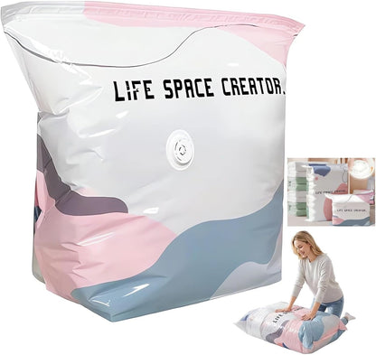 2026 Life Space Creator 80% Compression Storage Bags, Extra Large 3d Roll Up Vacuum Seal For Comforters, Blankets, Clothes, Bedding, Jumbo Packing Cubes For Travel, No Pump Needed Large