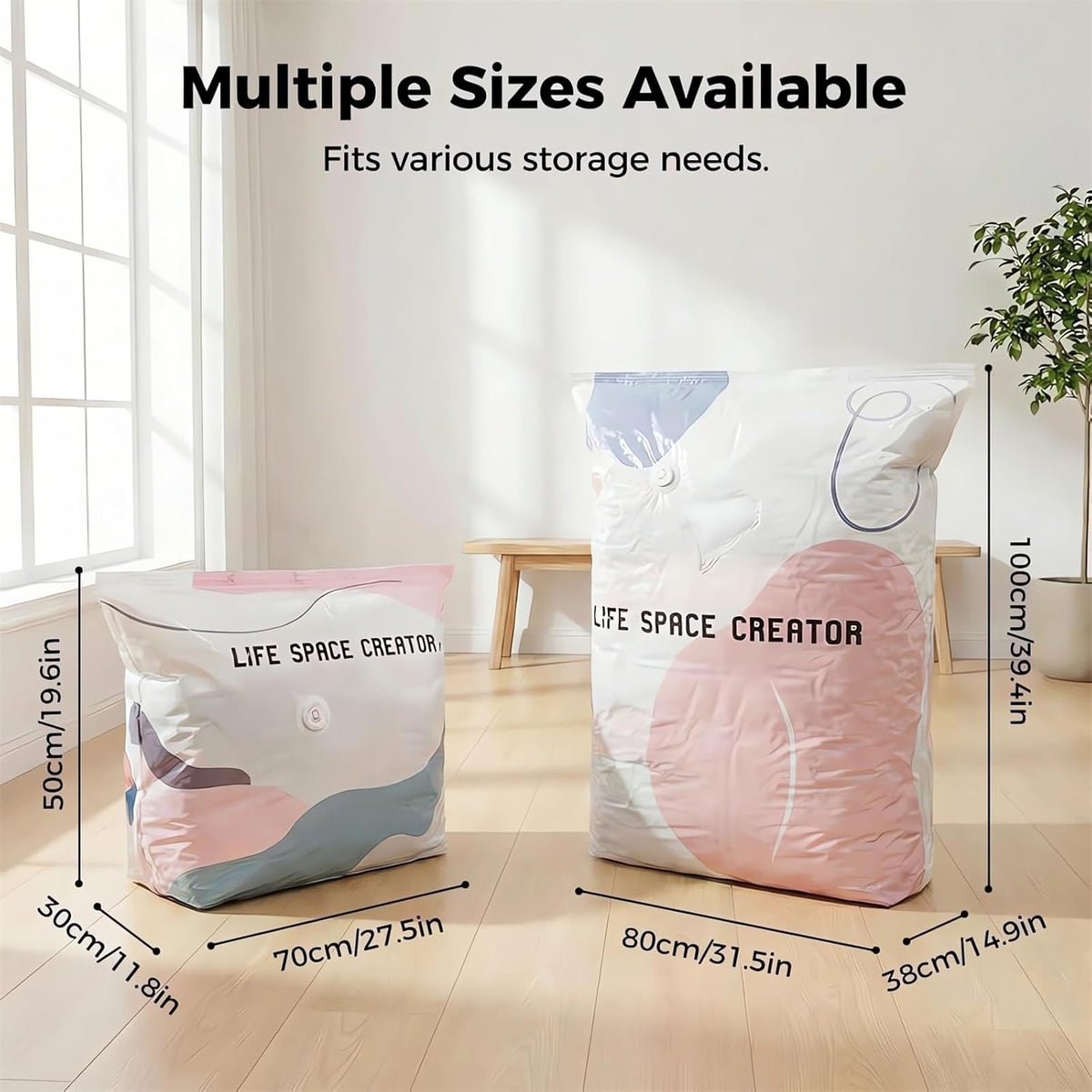 2026 Life Space Creator 80% Compression Storage Bags, Extra Large 3d Roll Up Vacuum Seal For Comforters, Blankets, Clothes, Bedding, Jumbo Packing Cubes For Travel, No Pump Needed Large