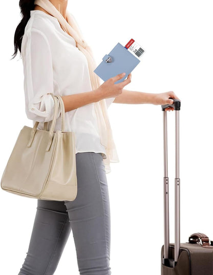 Passport-Holder-for-Travel-Women-Men Blue，lLarge capacity Passports Holders TravelCover Wallet Passport with Pen Holder