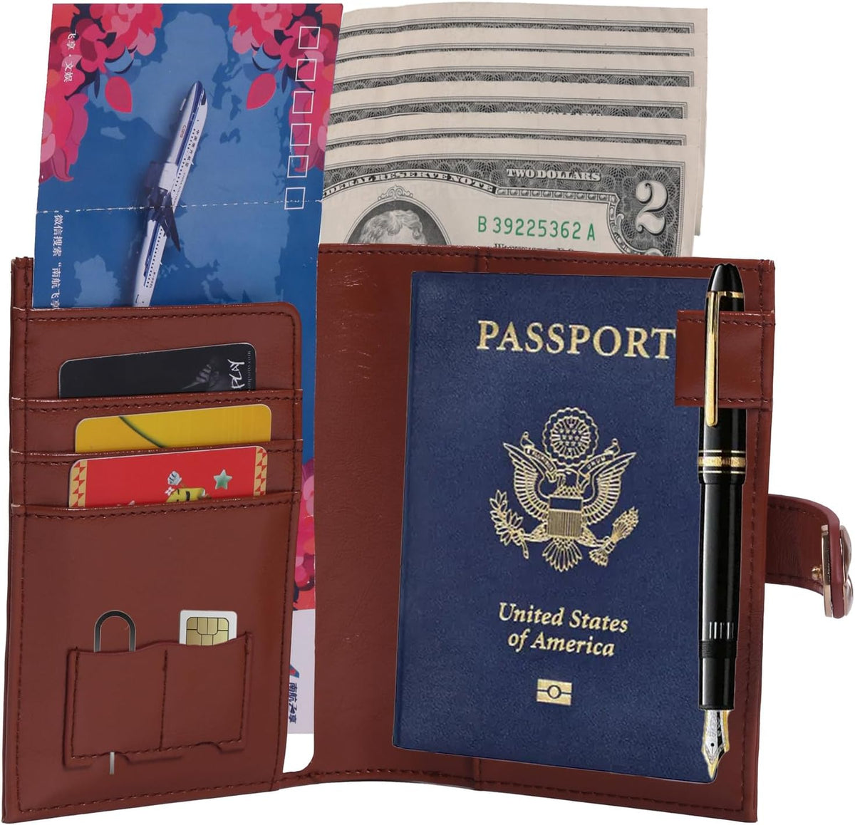 Passport-Holder-for-Travel-Women-Men Blue，lLarge capacity Passports Holders TravelCover Wallet Passport with Pen Holder