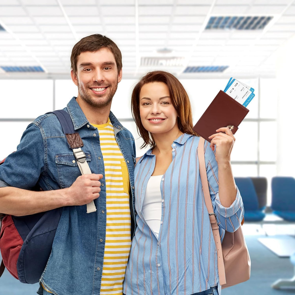 Passport-Holder-for-Travel-Women-Men Blue，lLarge capacity Passports Holders TravelCover Wallet Passport with Pen Holder