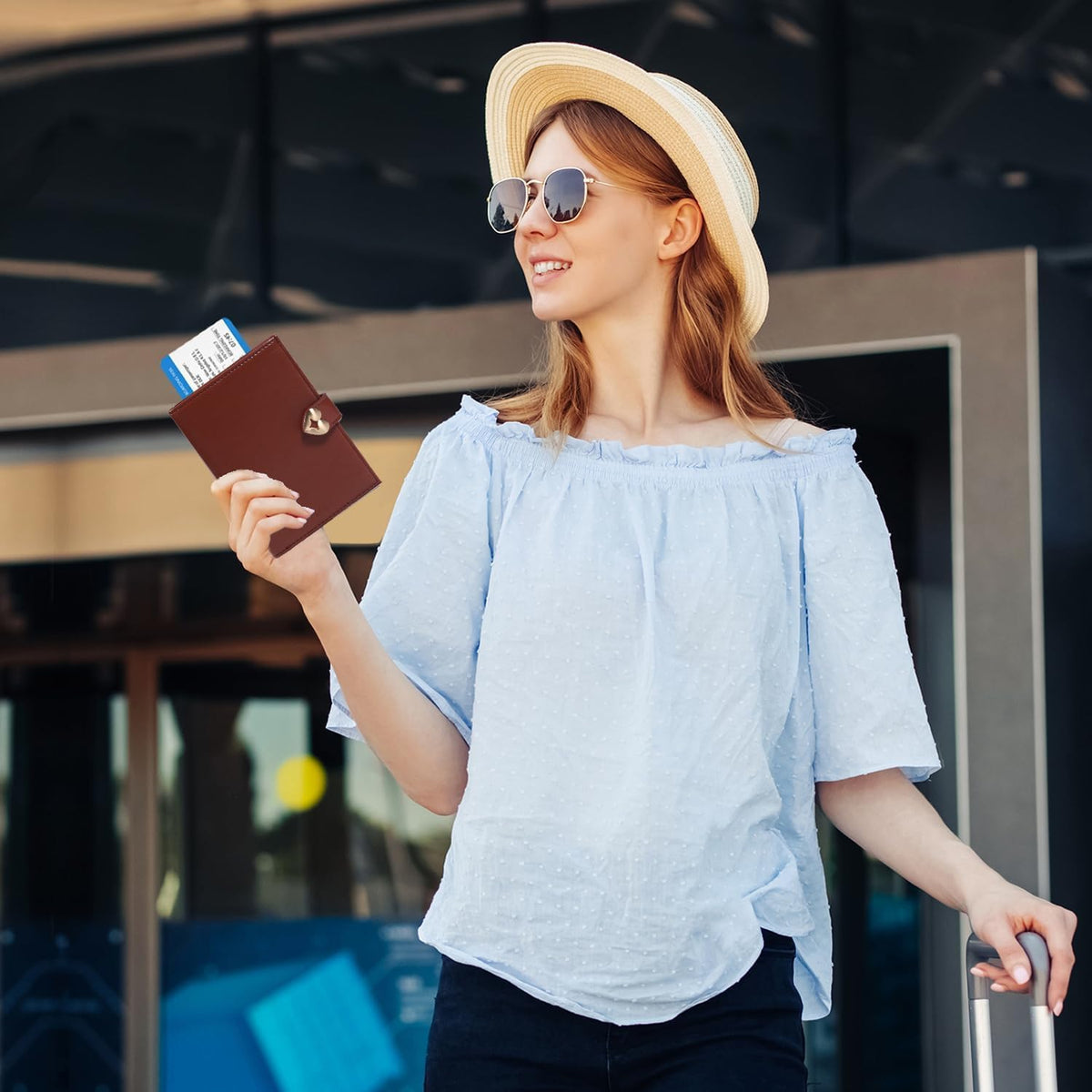 Passport-Holder-for-Travel-Women-Men Blue，lLarge capacity Passports Holders TravelCover Wallet Passport with Pen Holder