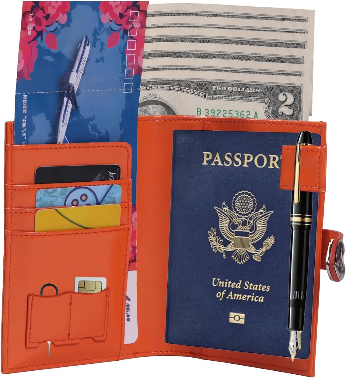 Passport-Holder-for-Travel-Women-Men Blue，lLarge capacity Passports Holders TravelCover Wallet Passport with Pen Holder