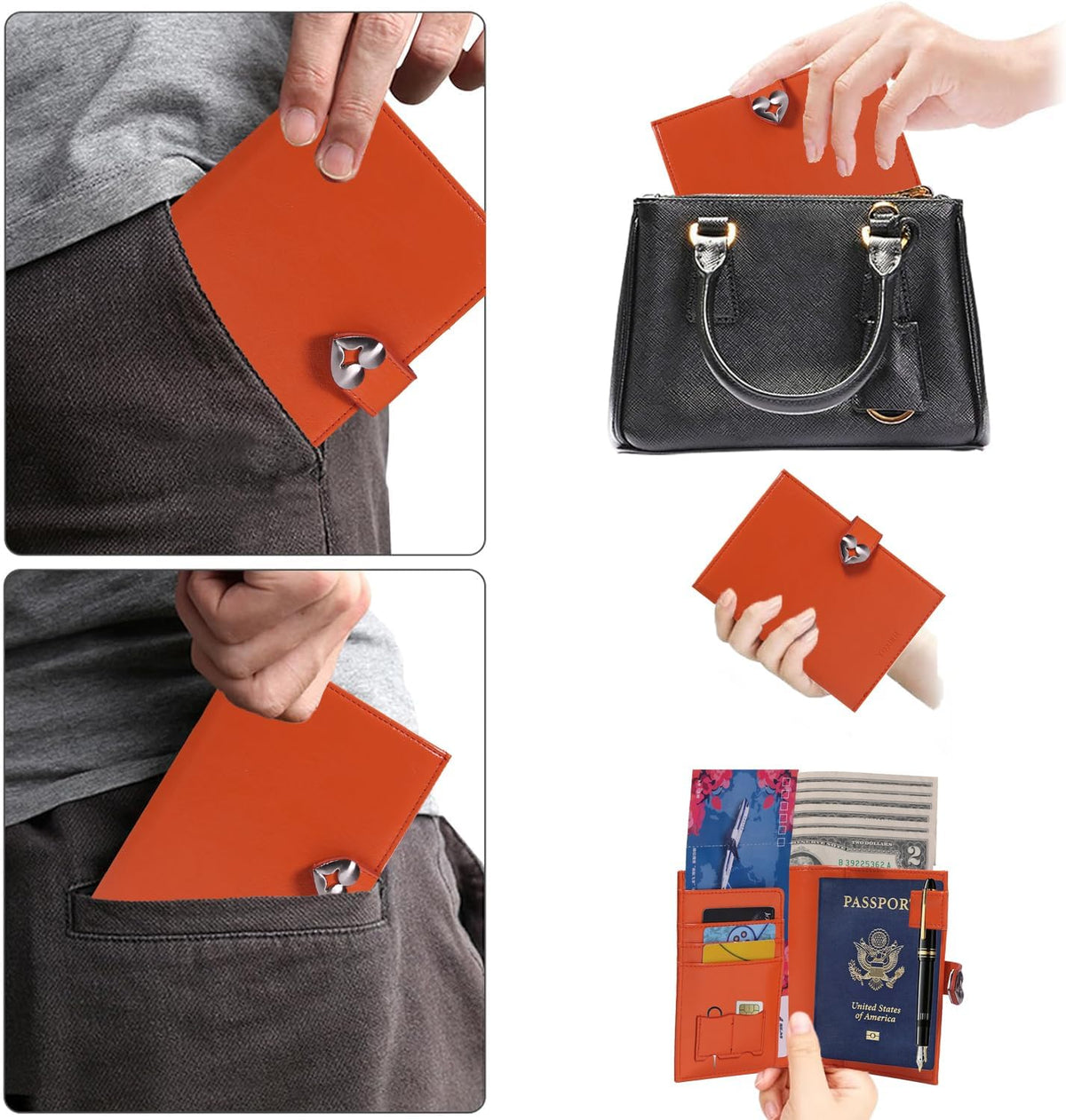 Passport-Holder-for-Travel-Women-Men Blue，lLarge capacity Passports Holders TravelCover Wallet Passport with Pen Holder