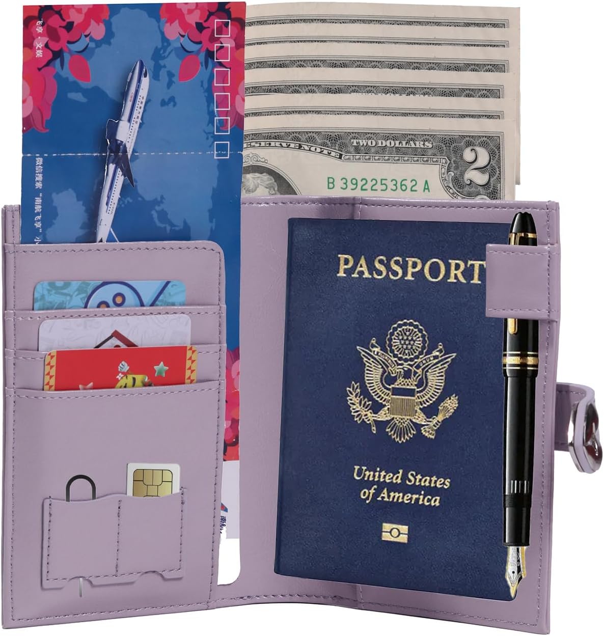 Passport-Holder-for-Travel-Women-Men Blue，lLarge capacity Passports Holders TravelCover Wallet Passport with Pen Holder