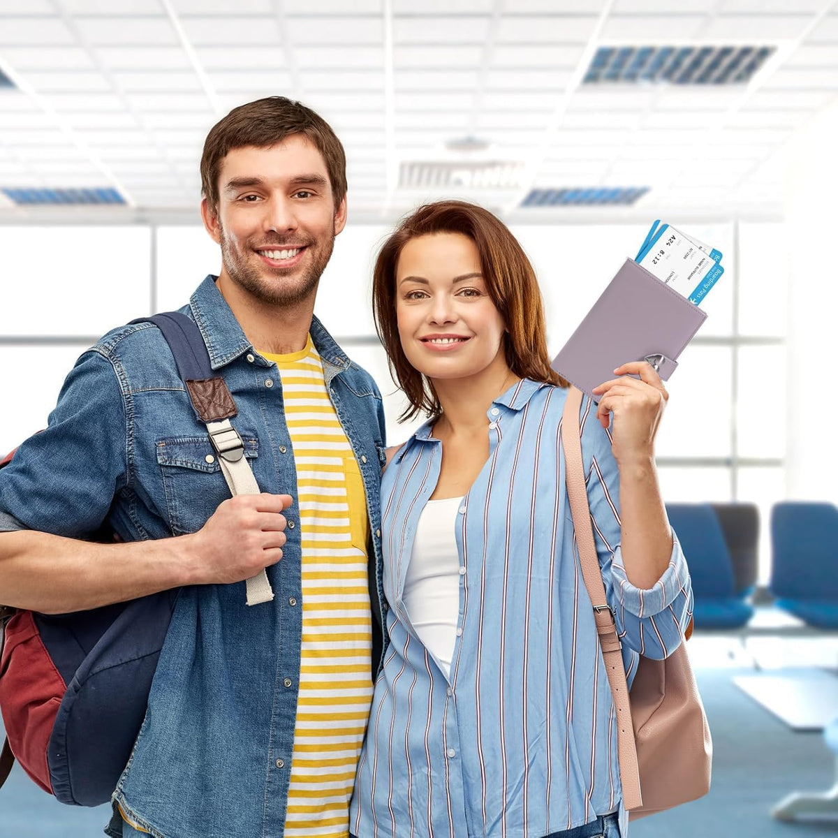 Passport-Holder-for-Travel-Women-Men Blue，lLarge capacity Passports Holders TravelCover Wallet Passport with Pen Holder