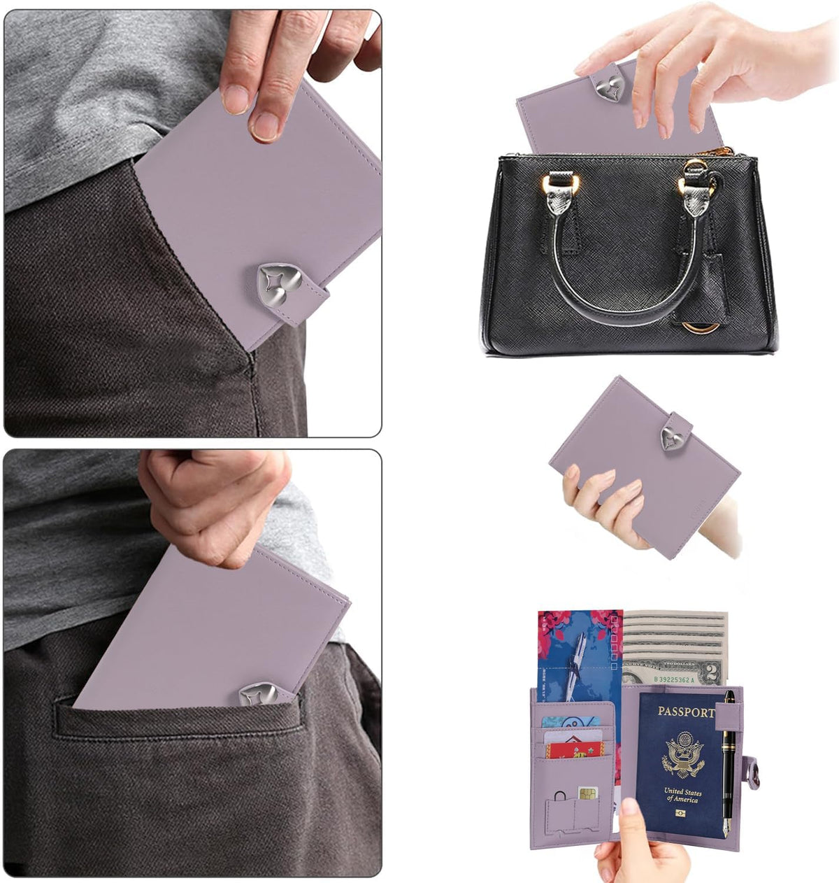 Passport-Holder-for-Travel-Women-Men Blue，lLarge capacity Passports Holders TravelCover Wallet Passport with Pen Holder