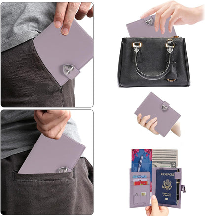 Passport-Holder-for-Travel-Women-Men Blue，lLarge capacity Passports Holders TravelCover Wallet Passport with Pen Holder