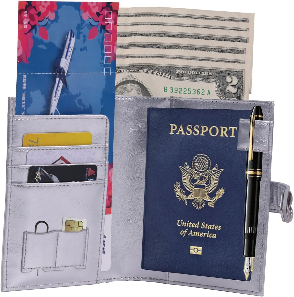 Passport-Holder-for-Travel-Women-Men Blue，lLarge capacity Passports Holders TravelCover Wallet Passport with Pen Holder