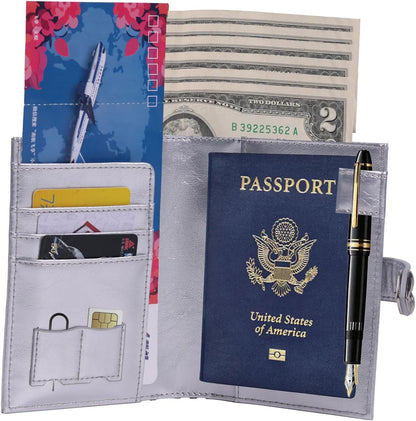 Passport-Holder-for-Travel-Women-Men Blue，lLarge capacity Passports Holders TravelCover Wallet Passport with Pen Holder
