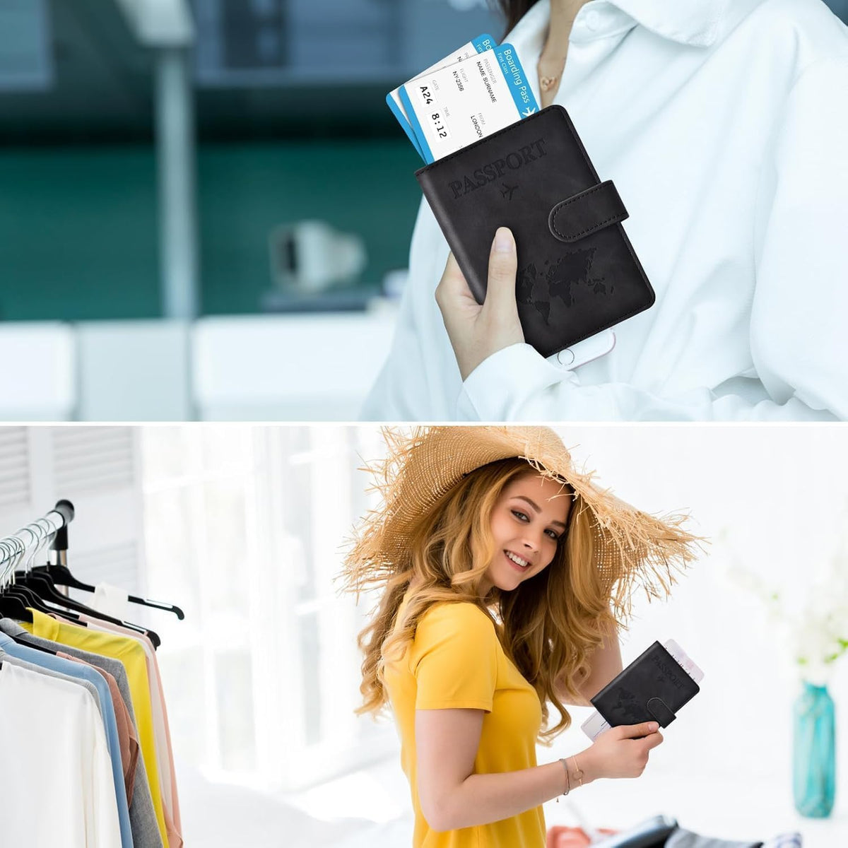 Passport-Holder-for-Travel-Women-Men Blue，lLarge capacity Passports Holders TravelCover Wallet Passport with Pen Holder
