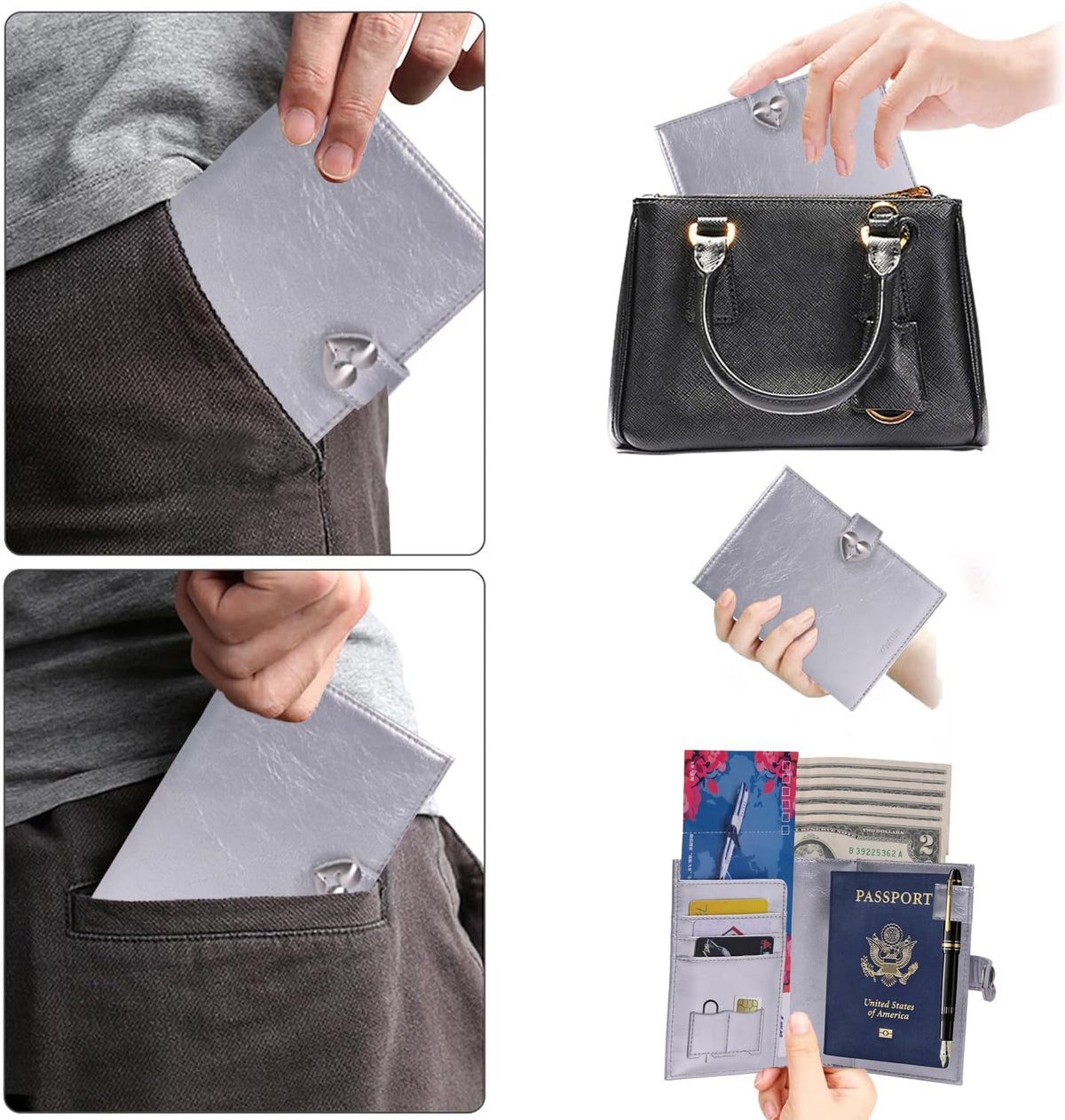 Passport-Holder-for-Travel-Women-Men Blue，lLarge capacity Passports Holders TravelCover Wallet Passport with Pen Holder