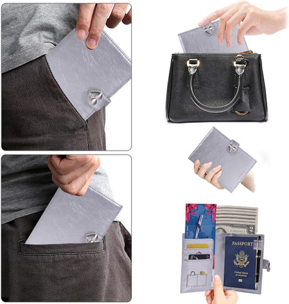 Passport-Holder-for-Travel-Women-Men Blue，lLarge capacity Passports Holders TravelCover Wallet Passport with Pen Holder