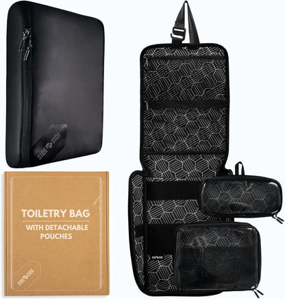 Small Travel Toiletry Bag for Men, Slim Flat Hanging Mens Dopp Kit & Travel Size Shaving Kit Organizer, TSA-Approved Waterproof Compact Toiletries Bag, Leak-Proof Pouches