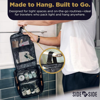 Small Travel Toiletry Bag for Men, Slim Flat Hanging Mens Dopp Kit & Travel Size Shaving Kit Organizer, TSA-Approved Waterproof Compact Toiletries Bag, Leak-Proof Pouches