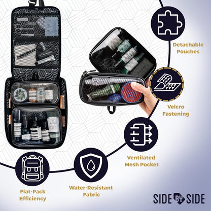 Small Travel Toiletry Bag for Men, Slim Flat Hanging Mens Dopp Kit & Travel Size Shaving Kit Organizer, TSA-Approved Waterproof Compact Toiletries Bag, Leak-Proof Pouches