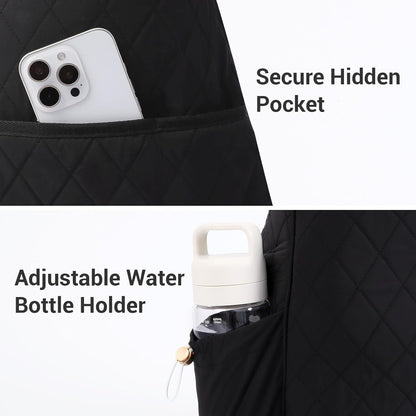 Pickleball Bag for Women, Chic Quilted Pickleball Sling Bag, Black | Backpack, Lightweight & Weatherproof, Multiple Pockets, Easily Fits Paddles, Fence Hook, for Court & Daily Use