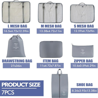 Packing Cubes 7 Set Travel Essentials for Carry on Luggage Organizers Bag Packing Cubes for Suitcases Travel Accessories(Beige)