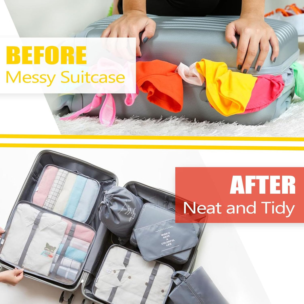 Packing Cubes 7 Set Travel Essentials for Carry on Luggage Organizers Bag Packing Cubes for Suitcases Travel Accessories(Beige)