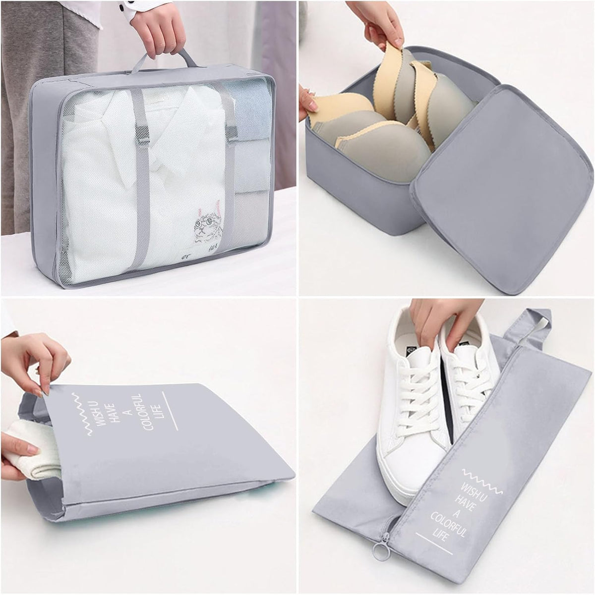 Packing Cubes 7 Set Travel Essentials for Carry on Luggage Organizers Bag Packing Cubes for Suitcases Travel Accessories(Beige)