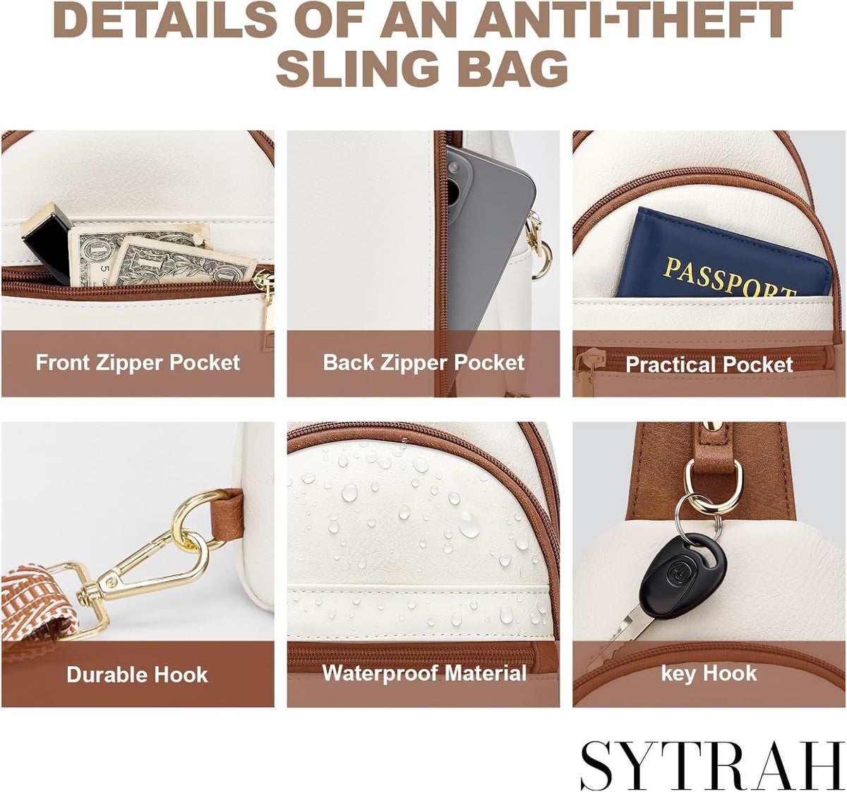 Anti Theft Crossbody Bags for Women, RFID Sling Bag Travel Purse, RFID Cross Body Purses Chest Bag for Travel