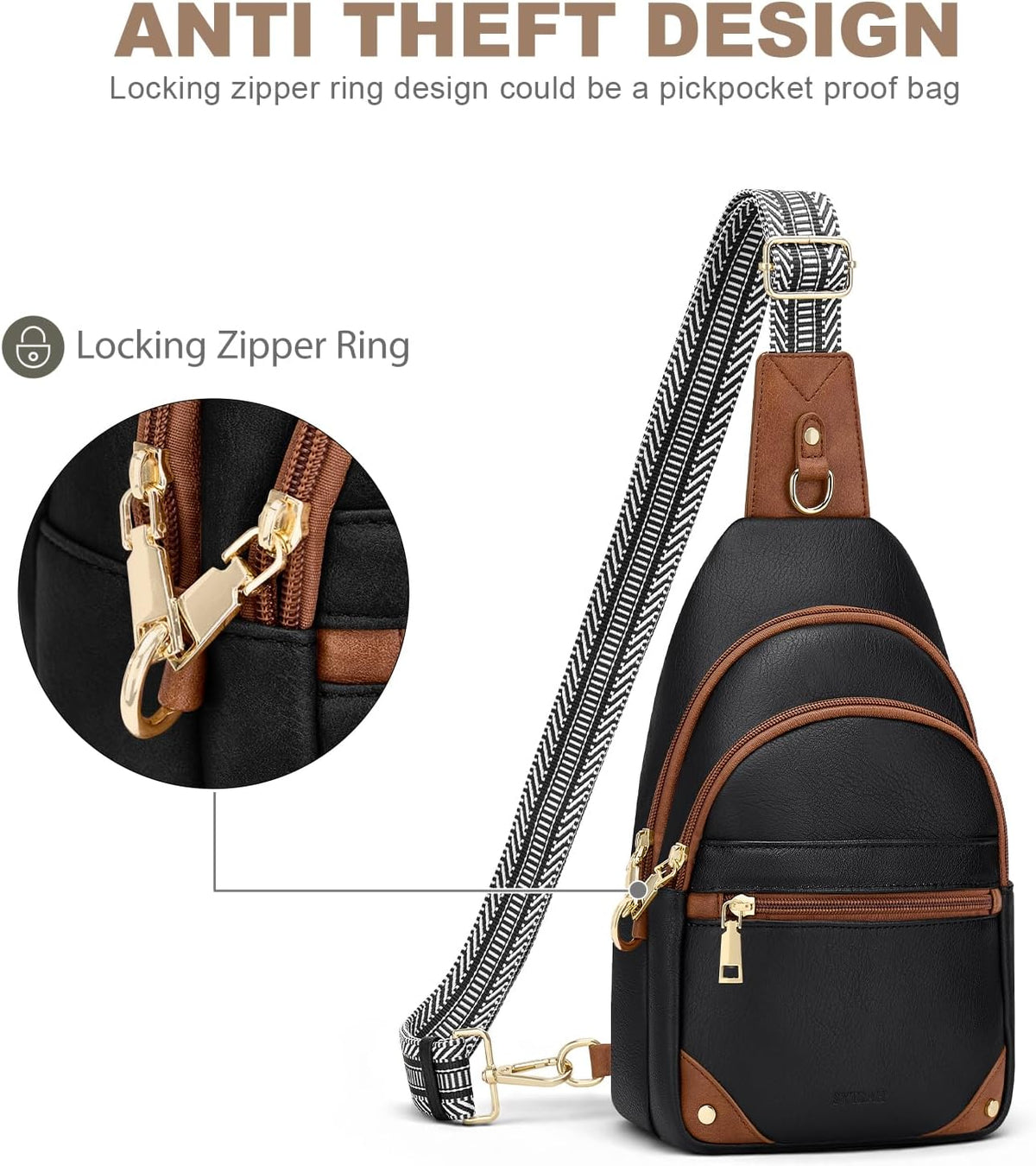 Anti Theft Crossbody Bags for Women, RFID Sling Bag Travel Purse, RFID Cross Body Purses Chest Bag for Travel