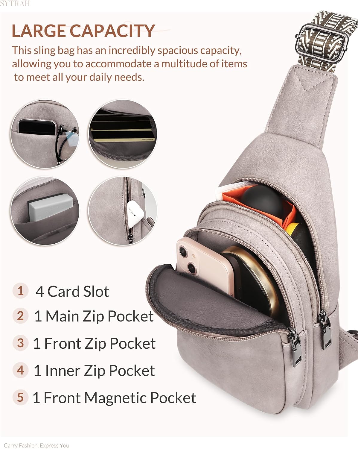 Anti Theft Crossbody Bags for Women, RFID Sling Bag Travel Purse, RFID Cross Body Purses Chest Bag for Travel