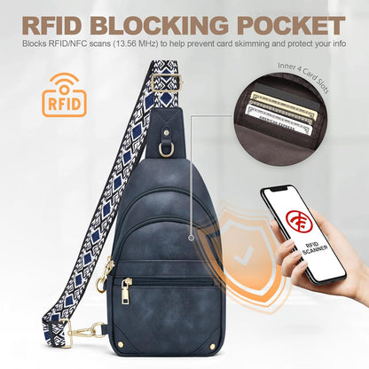 Anti Theft Crossbody Bags for Women, RFID Sling Bag Travel Purse, RFID Cross Body Purses Chest Bag for Travel