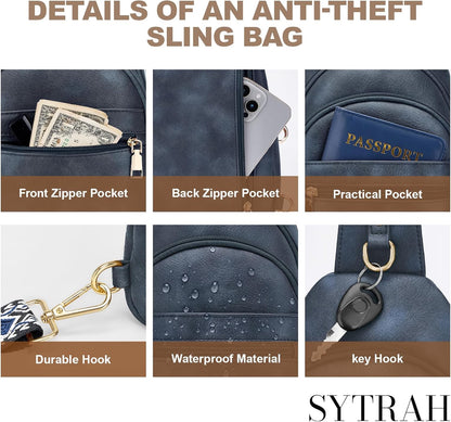 Anti Theft Crossbody Bags for Women, RFID Sling Bag Travel Purse, RFID Cross Body Purses Chest Bag for Travel