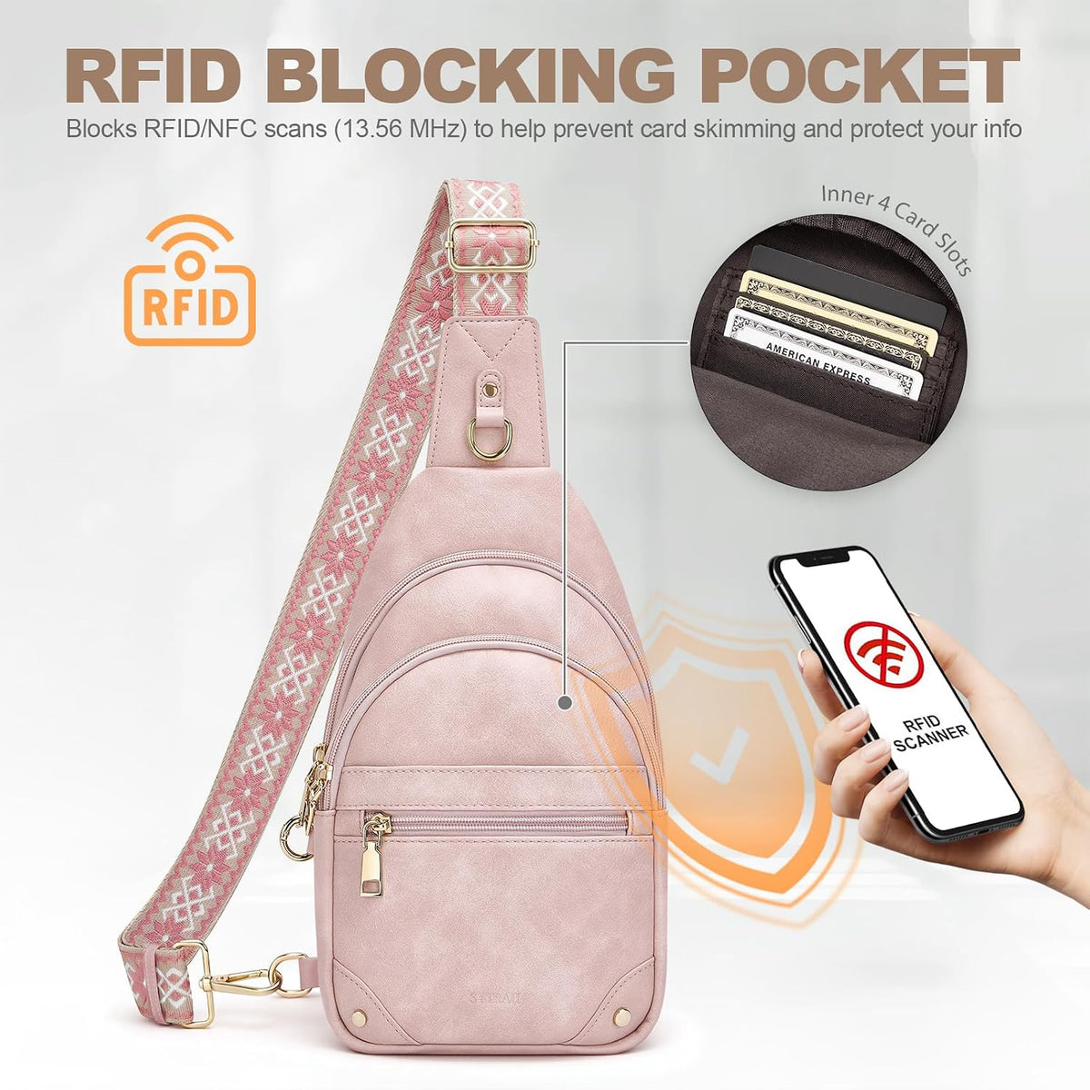 Anti Theft Crossbody Bags for Women, RFID Sling Bag Travel Purse, RFID Cross Body Purses Chest Bag for Travel