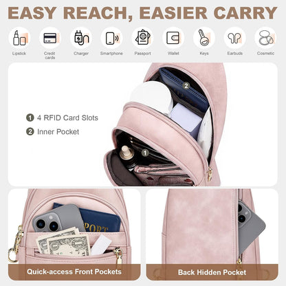 Anti Theft Crossbody Bags for Women, RFID Sling Bag Travel Purse, RFID Cross Body Purses Chest Bag for Travel