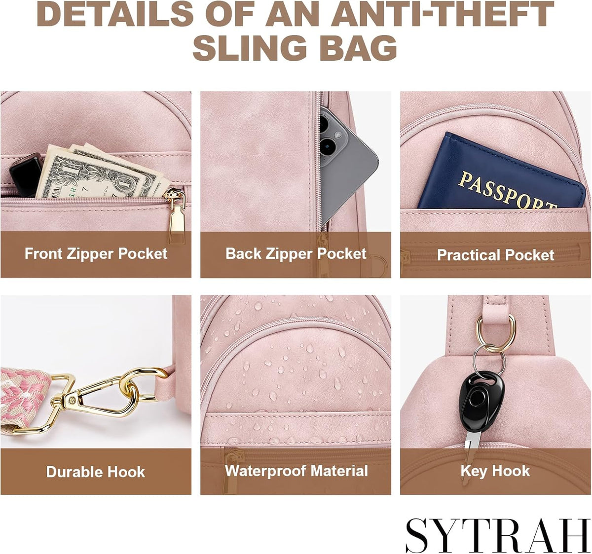 Anti Theft Crossbody Bags for Women, RFID Sling Bag Travel Purse, RFID Cross Body Purses Chest Bag for Travel
