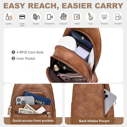 Anti Theft Crossbody Bags for Women, RFID Sling Bag Travel Purse, RFID Cross Body Purses Chest Bag for Travel
