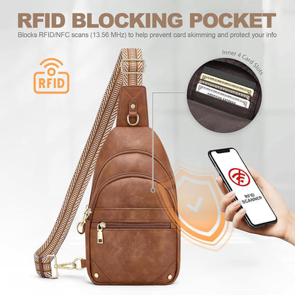 Anti Theft Crossbody Bags for Women, RFID Sling Bag Travel Purse, RFID Cross Body Purses Chest Bag for Travel