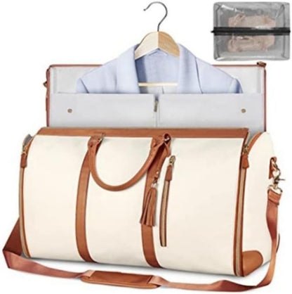 Foldable Stylish Travel Duffle Bag, Large Duffel Bag with Separate Shoes Pouch & Straps, Carry On Weekend Bag, Hospital, Overnight (Blue Stripes)
