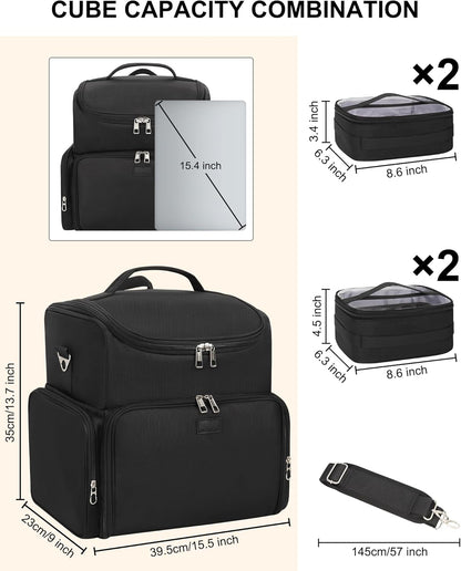 Tattoo Backpack with 4 Removable Pouches, Tattoo Travel Case with 3 Detachable Dividers, Waterproof Tattoo Carrying Case for Stencil Printer, Equipment and Supplies - Black