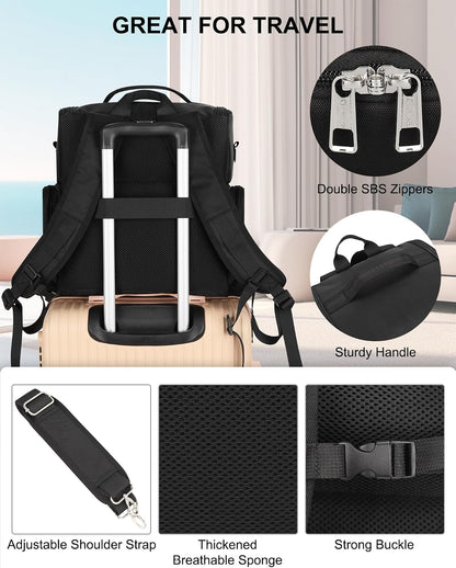 Tattoo Backpack with 4 Removable Pouches, Tattoo Travel Case with 3 Detachable Dividers, Waterproof Tattoo Carrying Case for Stencil Printer, Equipment and Supplies - Black