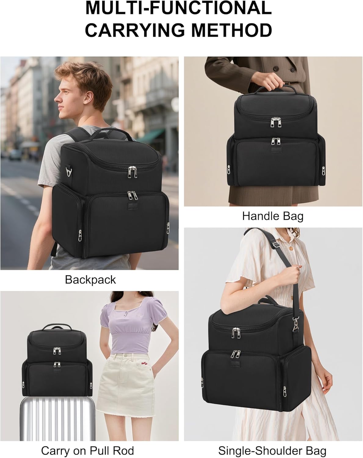 Tattoo Backpack with 4 Removable Pouches, Tattoo Travel Case with 3 Detachable Dividers, Waterproof Tattoo Carrying Case for Stencil Printer, Equipment and Supplies - Black