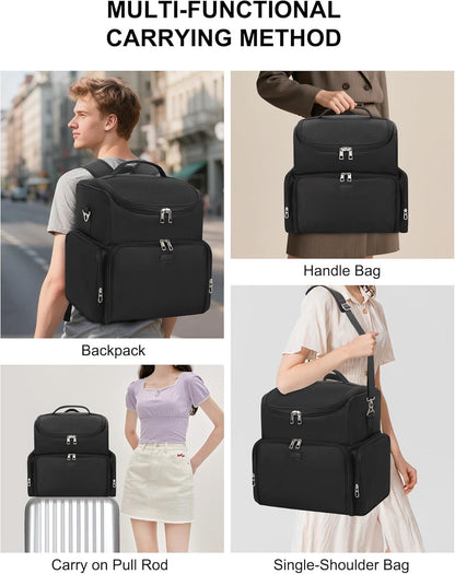 Tattoo Backpack with 4 Removable Pouches, Tattoo Travel Case with 3 Detachable Dividers, Waterproof Tattoo Carrying Case for Stencil Printer, Equipment and Supplies - Black