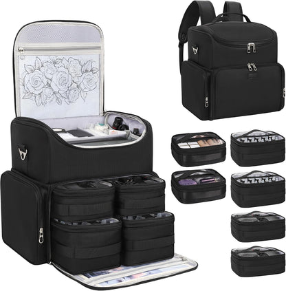 Tattoo Backpack with 4 Removable Pouches, Tattoo Travel Case with 3 Detachable Dividers, Waterproof Tattoo Carrying Case for Stencil Printer, Equipment and Supplies - Black