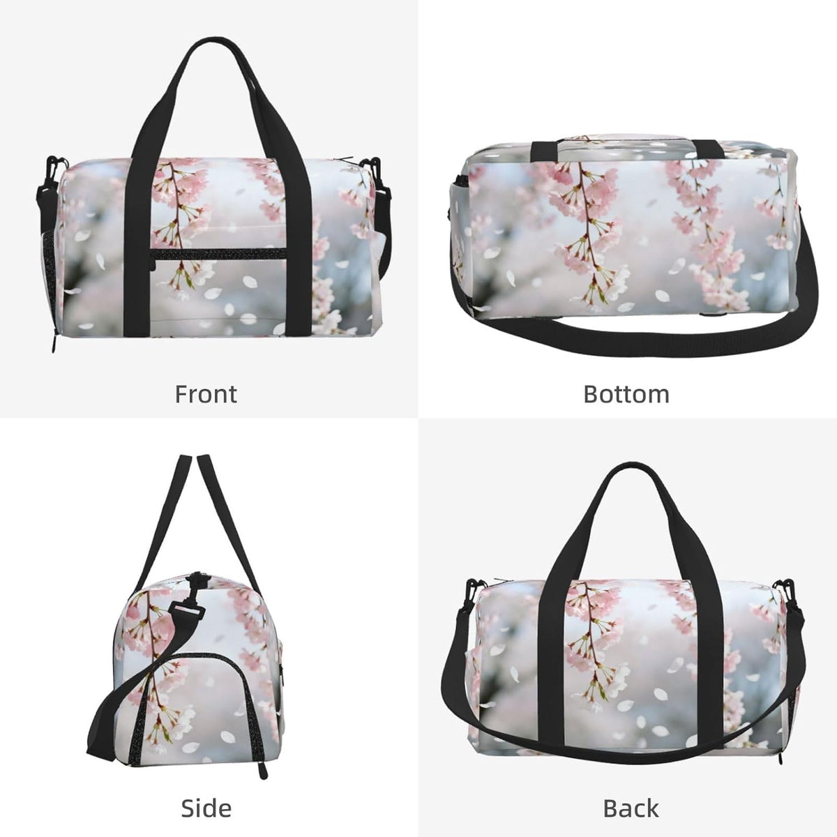 Cherry Blossom Branch Duffel Bag with Shoe Compartment-Sports Gym Weekender for Men Women, Waterproof Travel Tote with Wet Pocket for Dirty Shoes