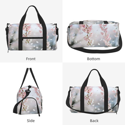 Cherry Blossom Branch Duffel Bag with Shoe Compartment-Sports Gym Weekender for Men Women, Waterproof Travel Tote with Wet Pocket for Dirty Shoes