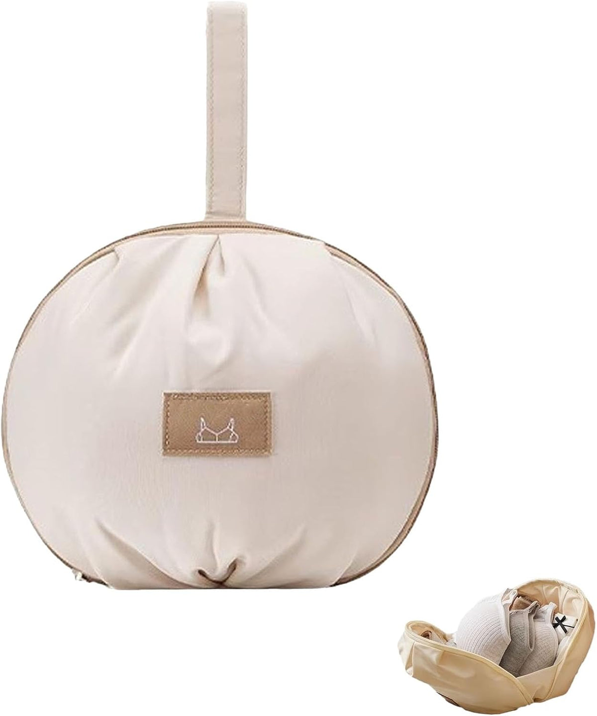 Lingerie Storage Bag Set, Travel Underwear Organizer Bag for Women, Portable Multi-Compartment Packing Cube for Bras and Accessories, Machine Washable, Ideal for Travel & DailyUse(Beige)