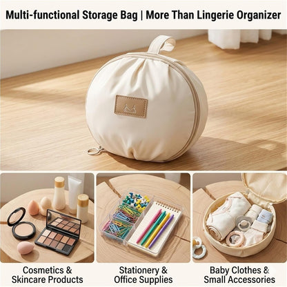 Lingerie Storage Bag Set, Travel Underwear Organizer Bag for Women, Portable Multi-Compartment Packing Cube for Bras and Accessories, Machine Washable, Ideal for Travel & DailyUse(Beige)