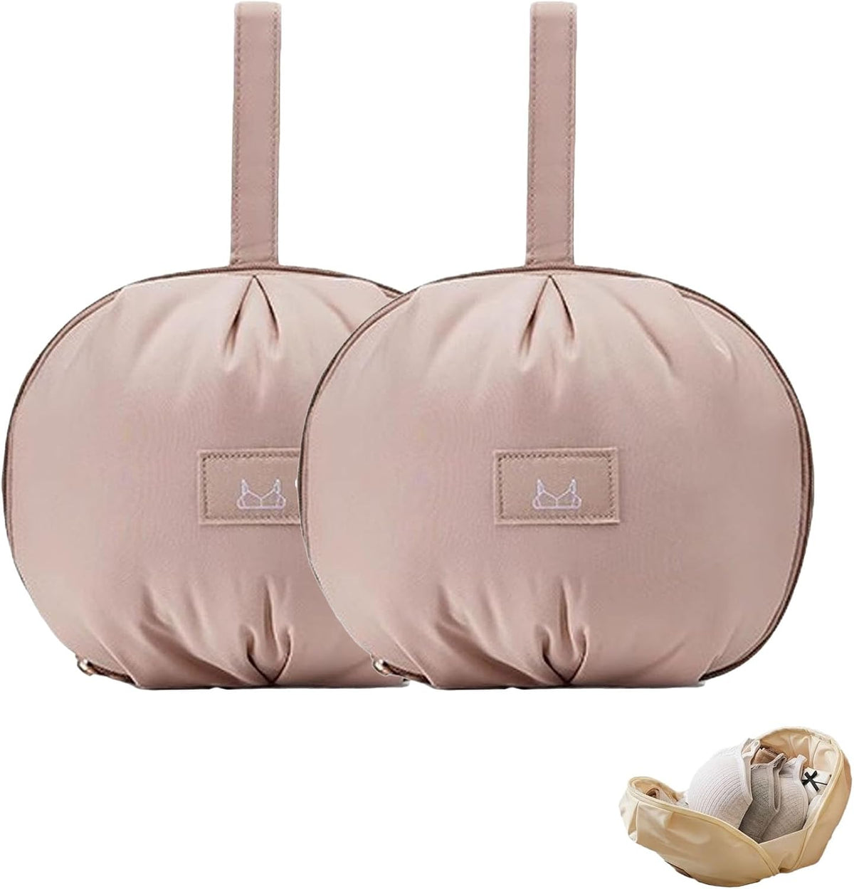Lingerie Storage Bag Set, Travel Underwear Organizer Bag for Women, Portable Multi-Compartment Packing Cube for Bras and Accessories, Machine Washable, Ideal for Travel & DailyUse(Beige)
