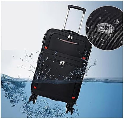 Carry-On Softside Luggage with Spinner Wheels,Expandable Softside Carry-On Suitcase Checked Luggage Luggage Carry On (Color : Black, Size : 20in)