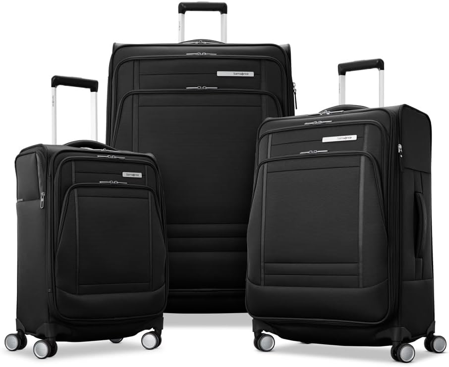 UpLIFT Lightweight Softside Carry-On Luggage with Spinner Wheels - Expandable - Airline-Approved, Polyester Soft Suitcase for Ultra Light Travel - Black