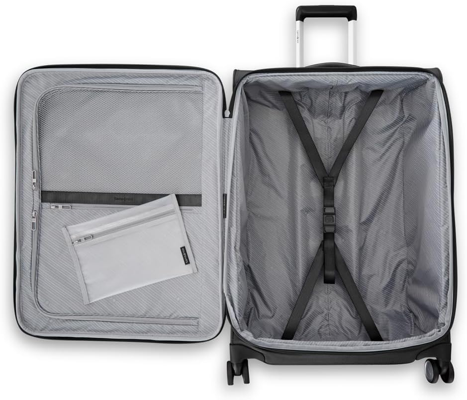 UpLIFT Lightweight Softside Carry-On Luggage with Spinner Wheels - Expandable - Airline-Approved, Polyester Soft Suitcase for Ultra Light Travel - Black