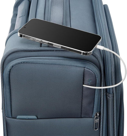 UpLIFT Lightweight Softside Carry-On Luggage with Spinner Wheels - Expandable - Airline-Approved, Polyester Soft Suitcase for Ultra Light Travel - Black